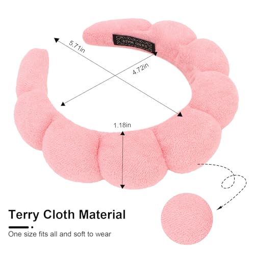 3 Pack Spa Headbands - Terry Cloth Makeup & Facial Cleansing Bands (White, Pink, Hot Pink)