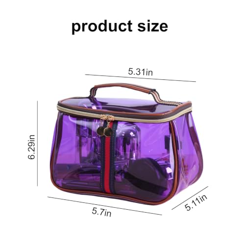 Women’s Waterproof Vintage Clear Cosmetic Bag with Zipper - Large Capacity Travel Toiletry Organizer