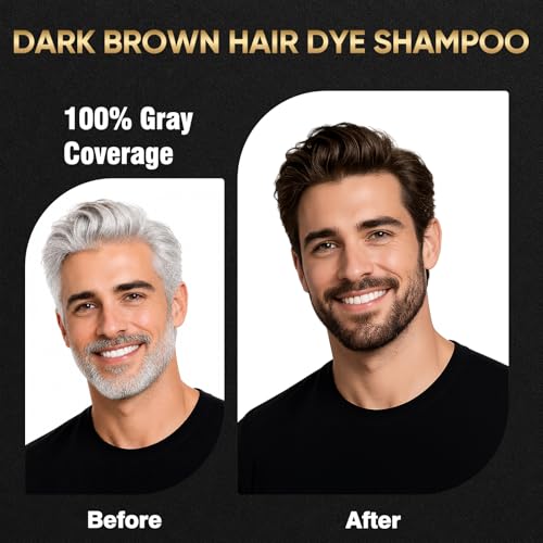 Dark Brown Hair Dye Shampoo 3-in-1 for Gray Coverage - 15 Min