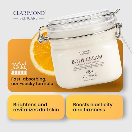 Vitamin C Body Lotion with Collagen & Hyaluronic Acid - Brightening & Firming Moisturizer for Dry Sensitive Skin 6.8 fl oz