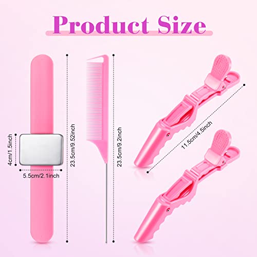 Nuenen Pink Magnetic Hair Braiding Wristband Set with Combs & Clips