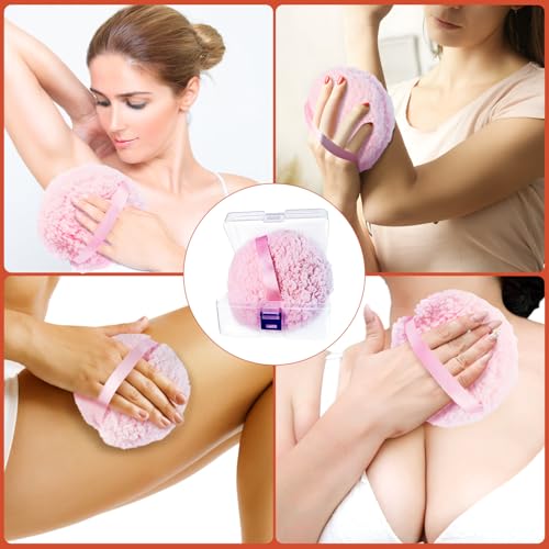 Quadafy Pink 6” x 3” Soft Powder Puff with Silk Handle – Oversized Body/Loose Powder Puff