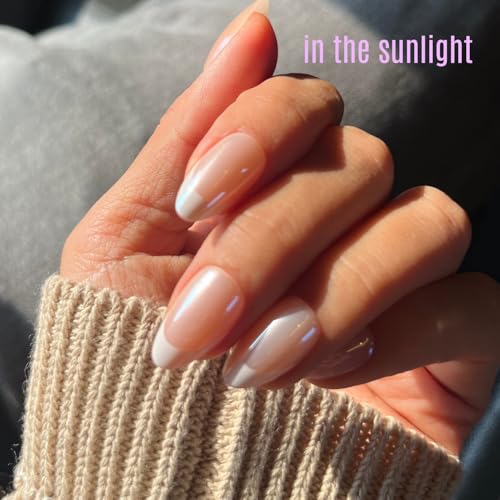 LAMIMOSA OUI! Short Almond Press-on Nails - French Tip Chrome Soft Gel Kit