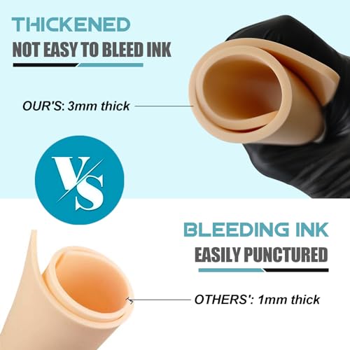 3MM Thick Tattoo Practice Skin - 10P Double-Sided Sheets, 6x8 Inch