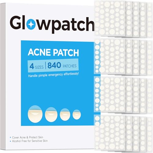 Glowpatch Pimple Patches - 840 Hydrocolloid Zit Stickers in 4 Sizes
