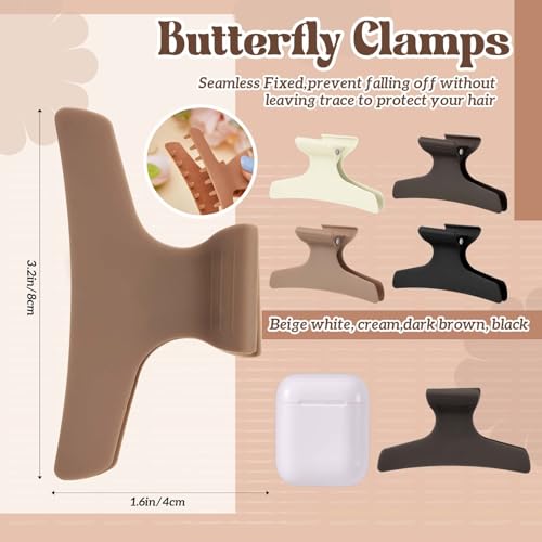 Batiyeer 12 Pcs Neutral Butterfly Claw Clips for Hair Sectioning