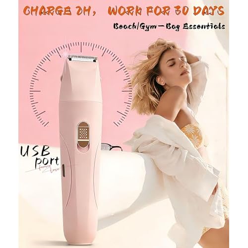 Eyebrow Trimmer Facial Hair Removal for Women - 3 in 1 Painless Eyebrow Shaver - Body Razor for Legs, Armpits, Face, Eyebrows, Bikini, USB Rechargeable, Easy to Clean, Pink