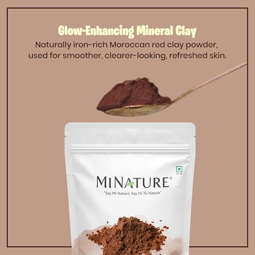 Mi Nature Moroccan Red Clay Mask for Face Hair & Body - 100% Pure Rhassoul