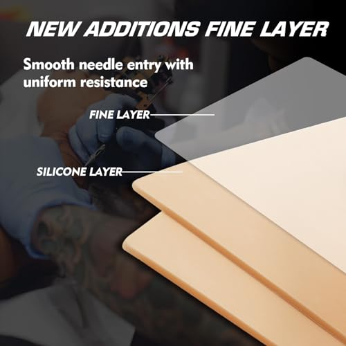 Rayyl 3mm Silicone Tattoo Practice Skin - 10 Pack Double-Sided Fake Skin