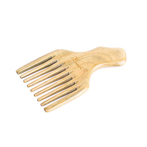 Breezelike Wide Tooth Wooden Hair Pick - Natural Green Sandalwood Comb