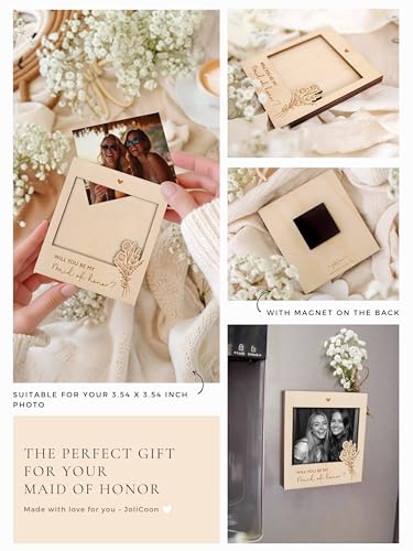 Maid of Honor Proposal Magnetic Wooden Photo Frame - 4.5 x 3.9 Inches