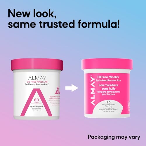 Almay Oil Free Micellar Eye Makeup Remover Pads - 80 Count (Pack of 2)