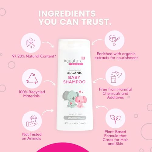 Organic Baby Shampoo - Gentle, Tear-Free, Plant-Based Formula for Sensitive Skin 10.14 Fl Oz