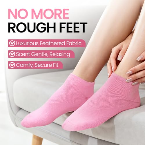 Aluroice Pink Silicone Moisturizing Socks with 60% Urea Foot Cream Set - Dry Heel Care