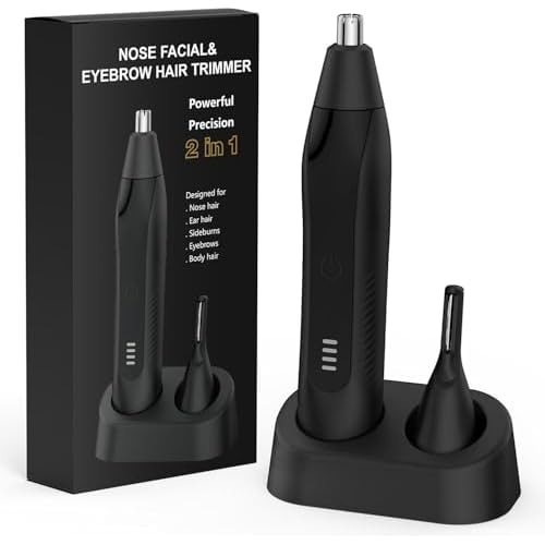 Ear and Nose Hair Trimmer for Men Women, Eyebrow and Facial Hair Trimmer with Powerful Motor and Dual-Edge Blades Rechargeable Painless
