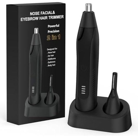 Ear and Nose Hair Trimmer for Men Women, Eyebrow and Facial Hair Trimmer with Powerful Motor and Dual-Edge Blades Rechargeable Painless