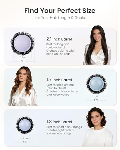 AIMIKE 2.1" Round Hair Brush Lavender Mist for Long Hair, Volume & Smooth Blowouts