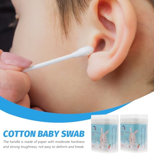 NUOBESTY Baby Cotton Swabs 400PCS Double-Ended Ear & Nose Cleaning Sticks