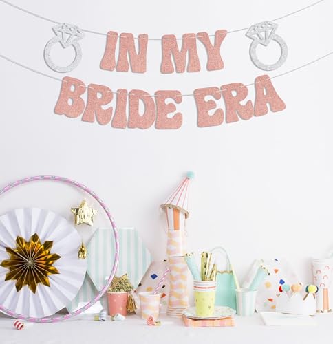 In My Bride Era Banner - Rose Gold Glitter Engagement Party Decor