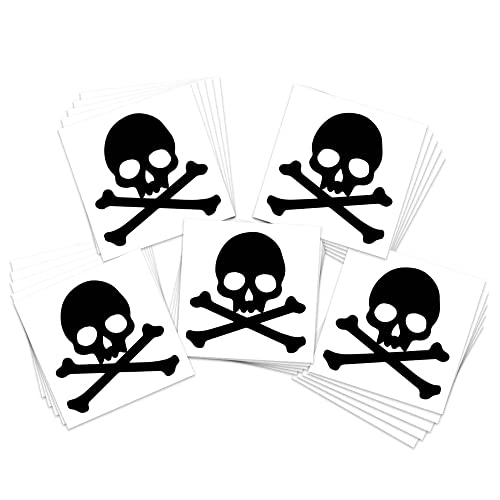 Skull & Crossbones Temporary Tattoos 25-Pack - Pirate & Halloween Party Accessories