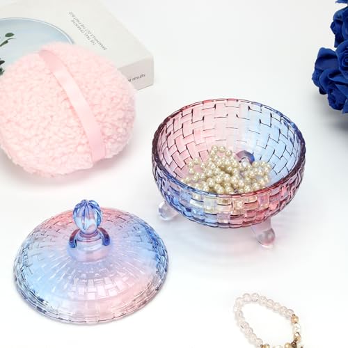 Large Glass Body Powder Container with 5.9-inch Soft Velour Powder Puff