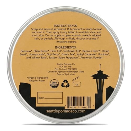 Seattle Pomade Co. Organic Tattoo Balm - Natural Healing Cream (2.5 oz)