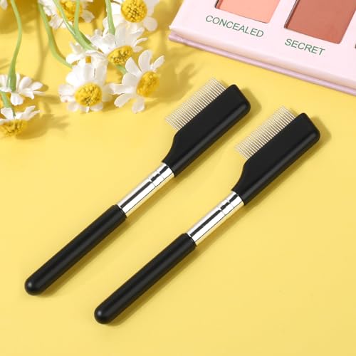 2 Pack Metal Eyelash Comb & Eyebrow Brush - Stainless Steel