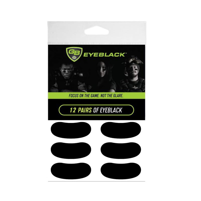 Breathable Eye Strips - Peel & Stick Athletic Eyeblack Stickers for Baseball, Football, Softball, Lacrosse | Black - 15 Pairs