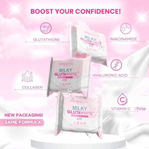 KEISHA White Skin Naturals Milky GlutaWhite Soap - 3 Bars