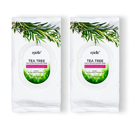 Epielle Tea Tree Makeup Remover Wipes - 60 Count Bulk Pack