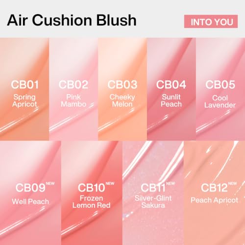 INTO YOU Sunlit Peach Cream Blush Cushion for Cheeks & Eyes, Dewy Finish, Long-Lasting, Buildable Face Makeup CB04