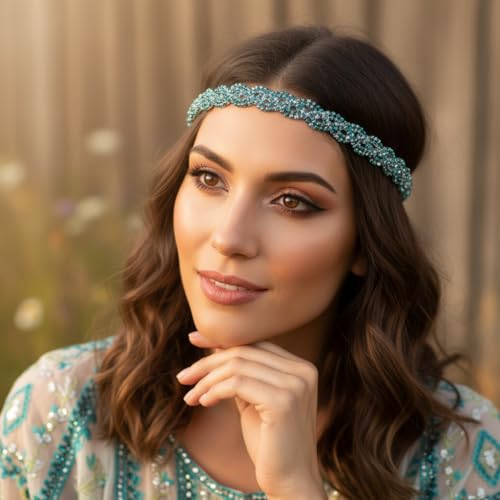 Mardi Gras Rhinestone Headbands for Women - Sparkly Crystal Braid Accessory