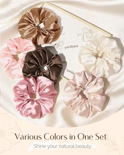 YANIBEST 8 Pcs Satin Scrunchies - Soft, No Damage Hair Ties