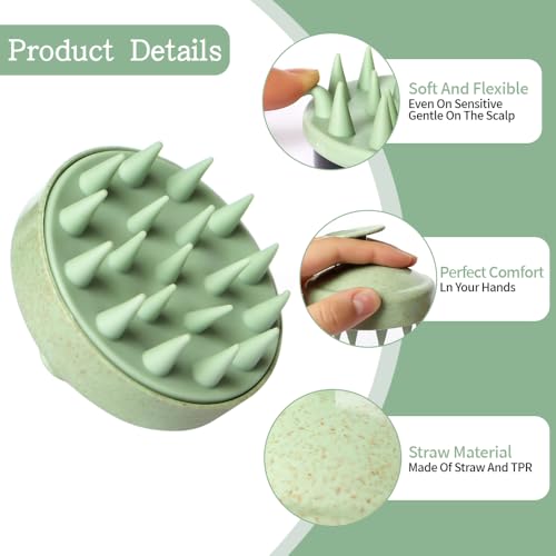 Ella & Sara 4-Pack Scalp Massager & Exfoliator with Soft Bristles for Wet & Dry Hair Care