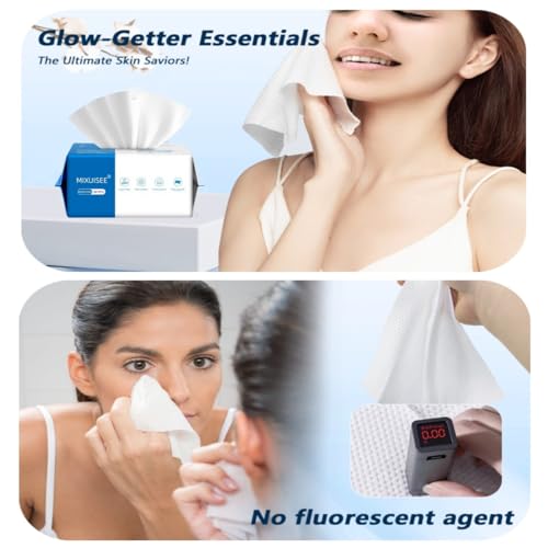 MIXUISEE Disposable Face Towels, Pack of 3, 100% Cotton, Ultra Soft
