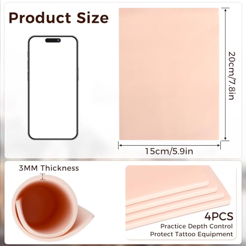 3mm Double-Sided Tattoo Practice Skin - 8x6in Silicone Sheets