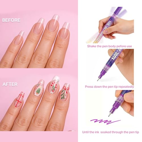 ELIFERA Nail Art Pens Kit – Precise Nail Polish Markers for DIY Design