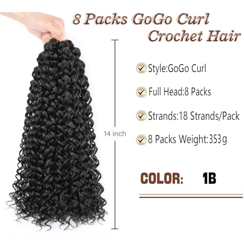 ULocsBay 14 Inch GoGo Curl Crochet Hair Extensions - 8 Packs Synthetic