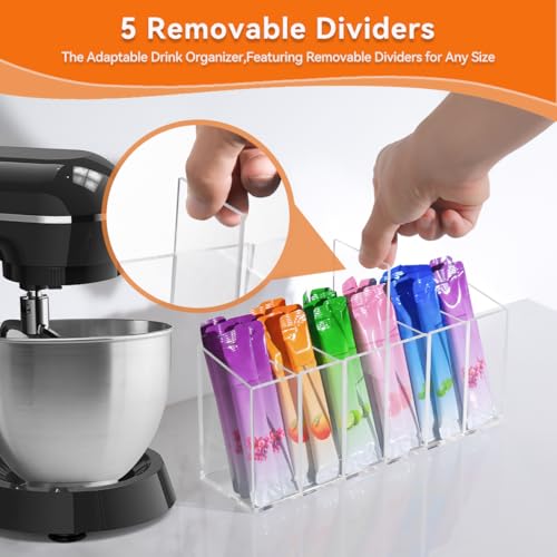 6-Compartment Drink Packet Organizer with Removable Dividers