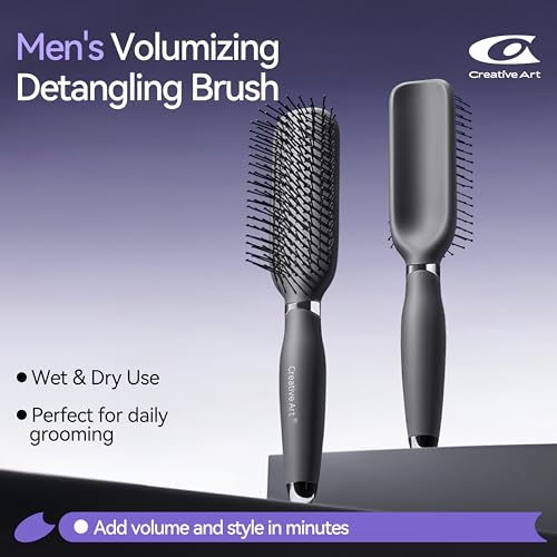 Men's Detangling Hair Brush with Nylon Bristles - Gray