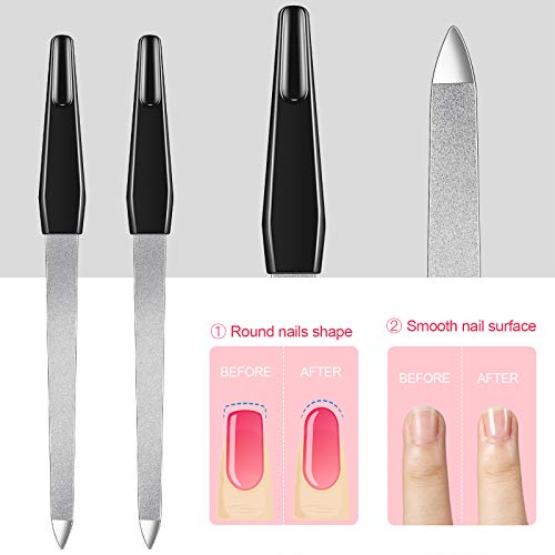 Mudder 12 Pcs Stainless Steel Nail File Set - 6.7 Inch Double-Sided with Anti-Slip Handle