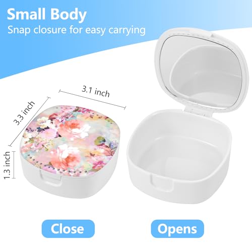 Portable Retainer Case with Mirror & Ventilation - Pink Floral
