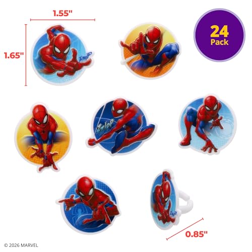 Spider-Man Cupcake Rings - 24 Pack for Birthday Parties