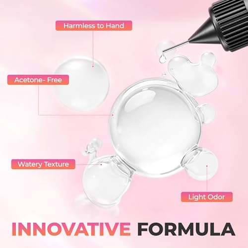 UNA GELLA 20ml x2pcs Nail Glue Remover for Press-On Nails, Gentle & Fast Non-Acetone with Crystal Sticks