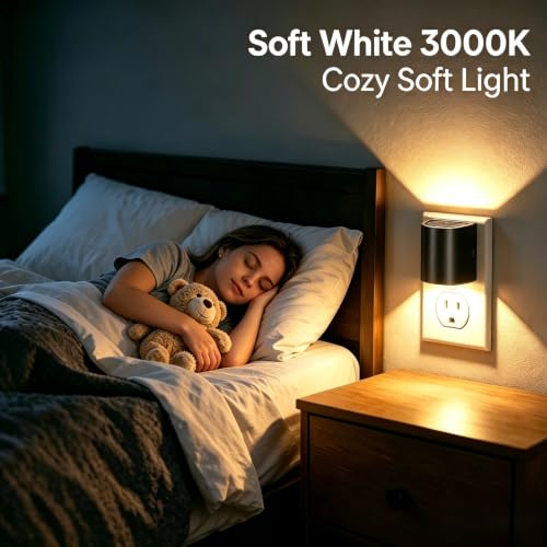 Dimmable LED Night Lights with Auto Sensor – 2 Pack, 3000K