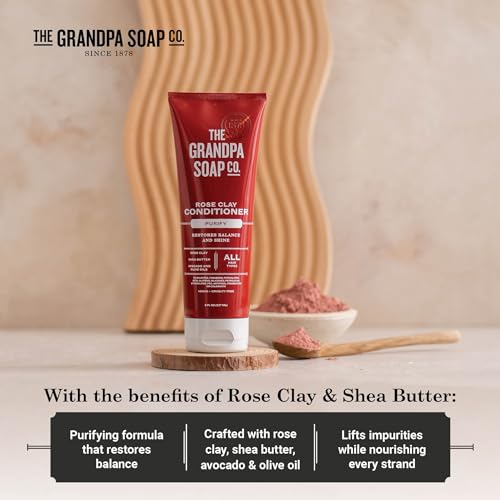 Grandpa Soap Rose Clay Conditioner 8 Fl Oz - Vegan, Sulfate & Paraben Free