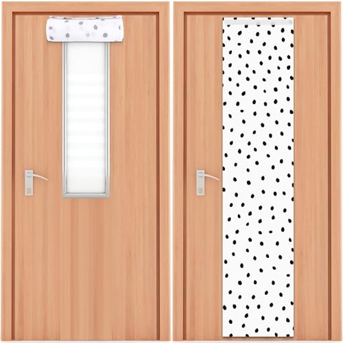 2-Pack Black Polka Dot Classroom Door Window Covers - 47x11in