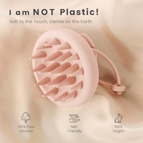 AIMIKE Morandi Pink Scalp Massager Brush | Soft Silicone Hair Scrubber