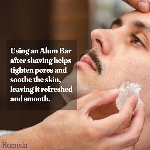Alum Block for Shaving, Alum Stone for Face, Piedra De Alumbre Natural Bar for Underarm, Fitkari, Fitkiri, Allum Deodorant for Men and Women - with Storage Case (100g - 1 Piece)