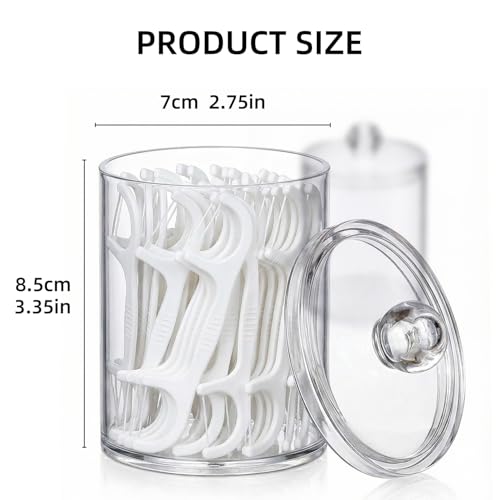 Acrylic Qtip Holder Dispenser Set - Clear Bathroom Storage Canisters